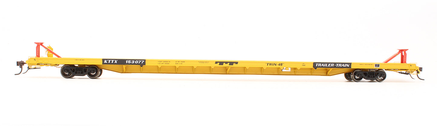 Pre-Owned G29516 Trailer Train F89F 89' Flat Car KTTX TT Logo Yellow - Road #153077