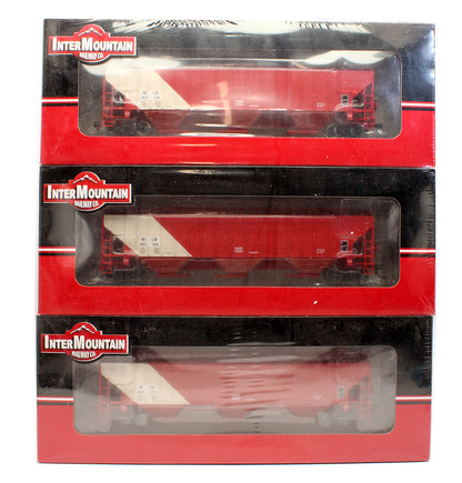 Pre-Owned 1120-3B Set Of 3 Farmers Co-Op Milwaukee Road MILW 3 Bay PS Covered Hoppers