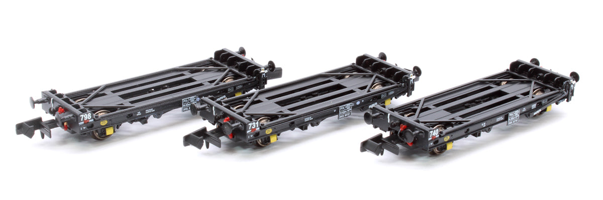 Pre-Owned PFA 2 axle container flat (Triple Pack, no containers provided) - Version P