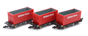 PFA 2 axle container flat with British Fuels red containers (Triple Pack) - Version E