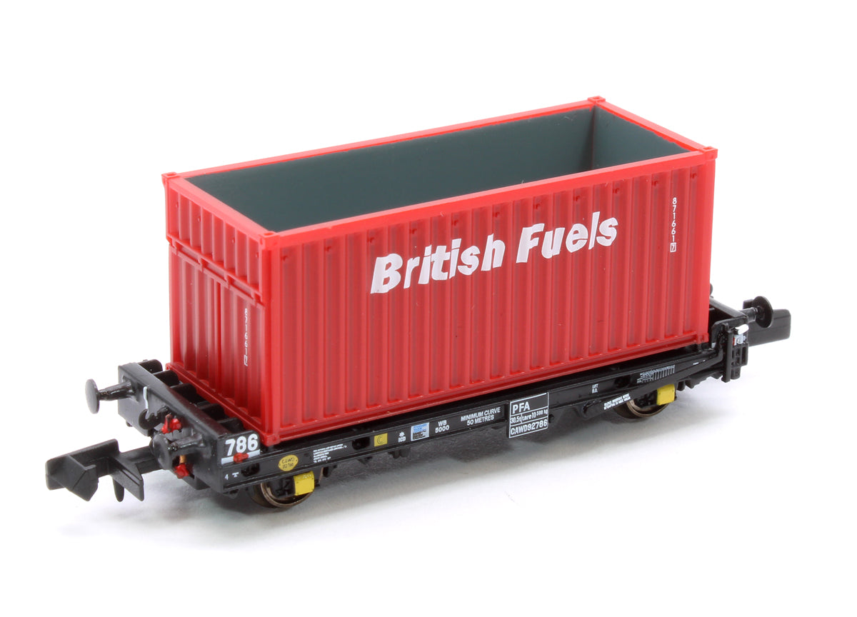 PFA 2 axle container flat with British Fuels red containers (Triple Pack) - Version E