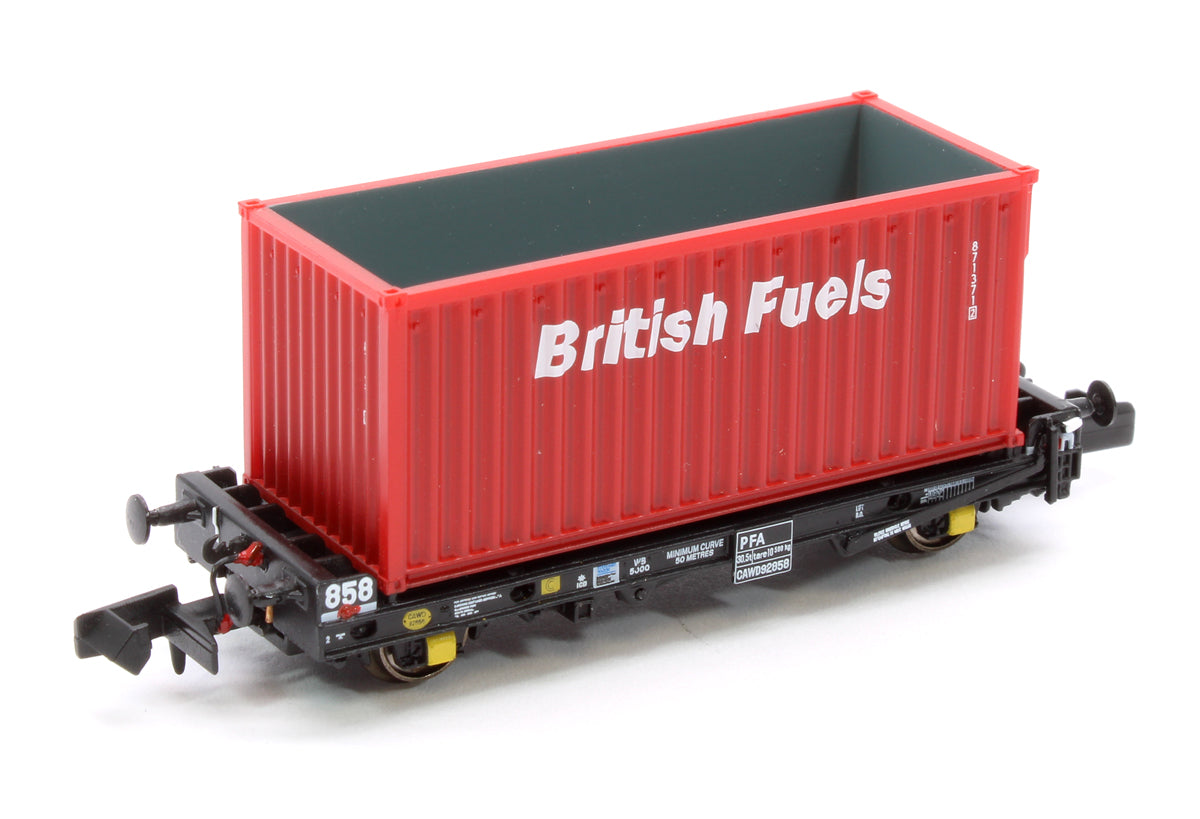 PFA 2 axle container flat with British Fuels red containers (Triple Pack) - Version E