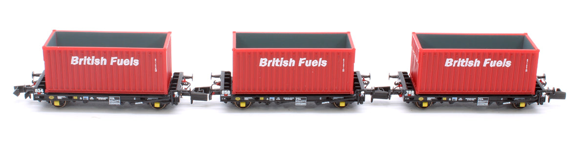 PFA 2 axle container flat with British Fuels red containers (Triple Pack) - Version E