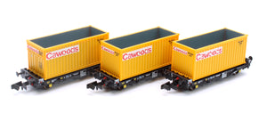 PFA 2 axle container flat with Cawoods yellow containers (Triple Pack) - Version C