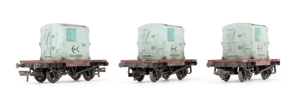 Pre-Owned Set Of 3 Conflats BR Bauxite With AF Containers BR Light Blue (Weathered)