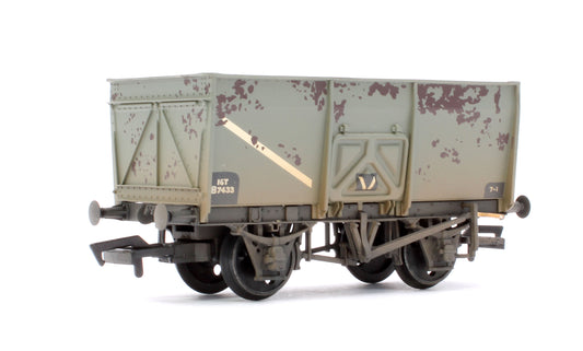 Pre-Owned 16T Steel Slope-Sided Mineral Wagon BR Grey (Early) B7433 - Weathered