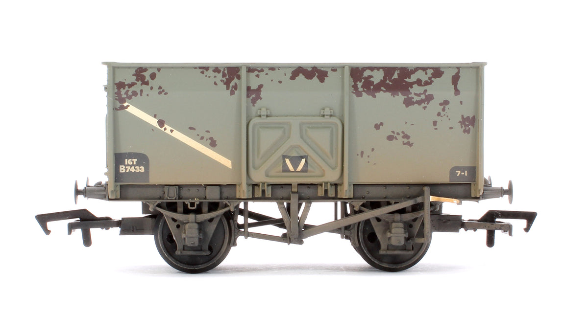 Pre-Owned 16T Steel Slope-Sided Mineral Wagon BR Grey (Early) B7433 - Weathered