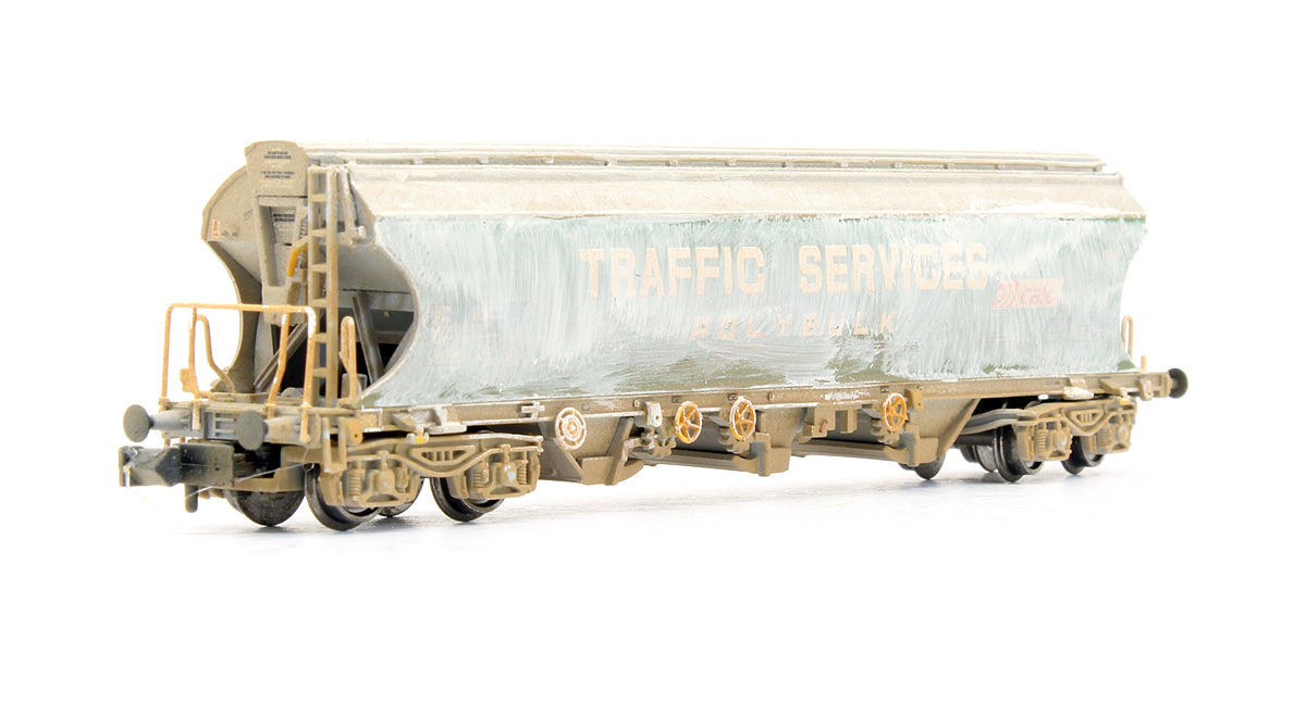 Pre-Owned Covered Bogie Hopper Wagon 'Traffic Services' - Weathered