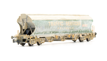 Pre-Owned Covered Bogie Hopper Wagon 'Traffic Services' - Weathered