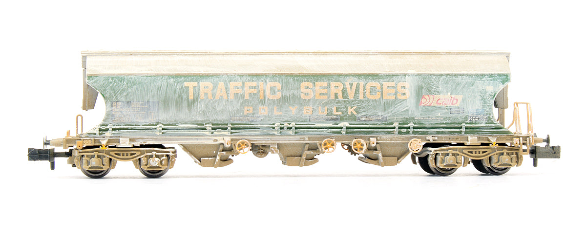 Pre-Owned Covered Bogie Hopper Wagon 'Traffic Services' - Weathered