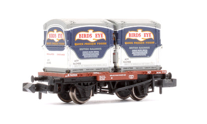 Pre-Owned Covered Conflat wagon with AF Containers - 'Birds Eye'