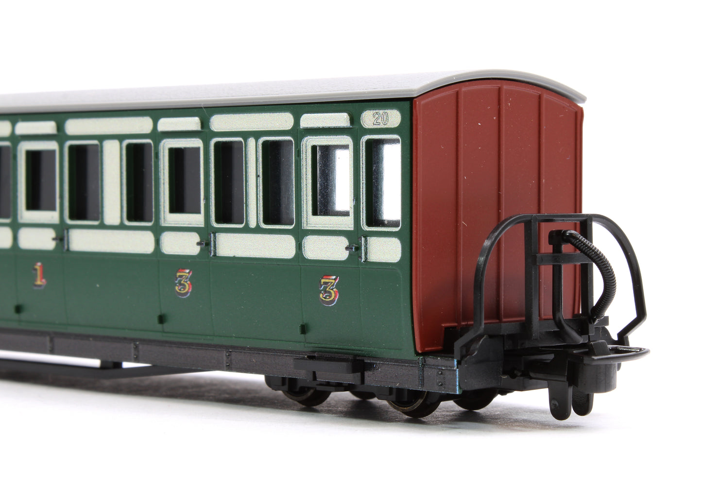 Ffestiniog Railway Long 'Bowsider' Bogie Coach, Early Preservation Green, No. 20