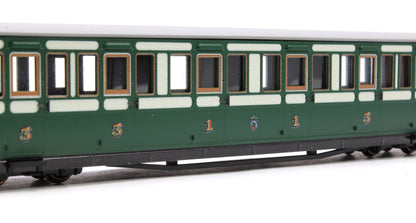 Ffestiniog Railway Long 'Bowsider' Bogie Coach, Early Preservation Green, No.19