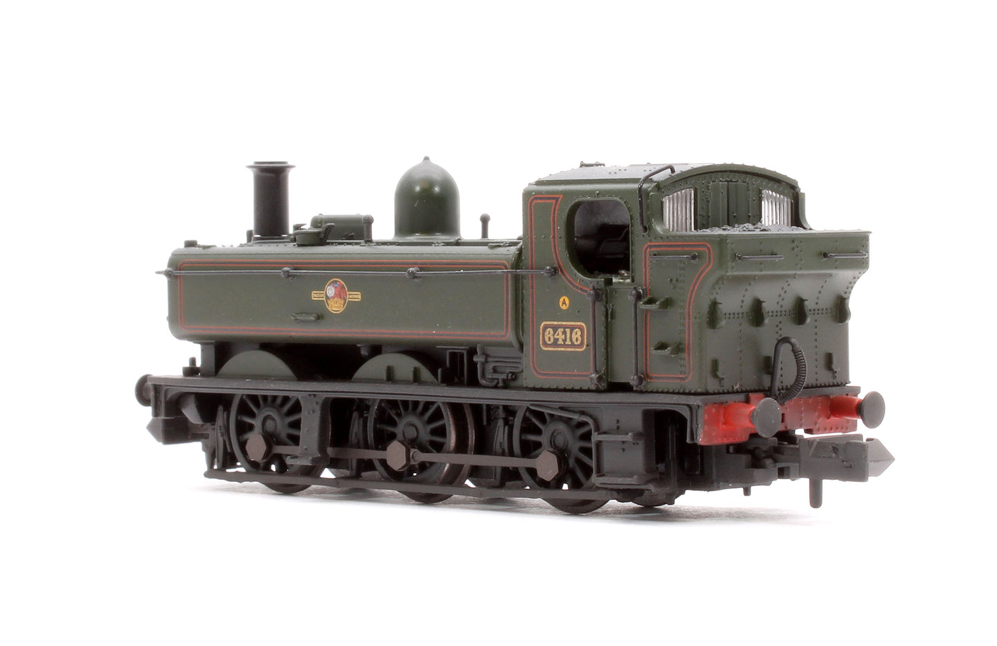 GWR 64XX Pannier Tank 6416 BR Lined Green (Late Crest) Steam Locomotive - Weathered