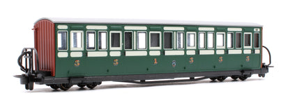 Ffestiniog Railway Short 'Bowsider' Bogie Coach, Early Preservation Green, No. 18