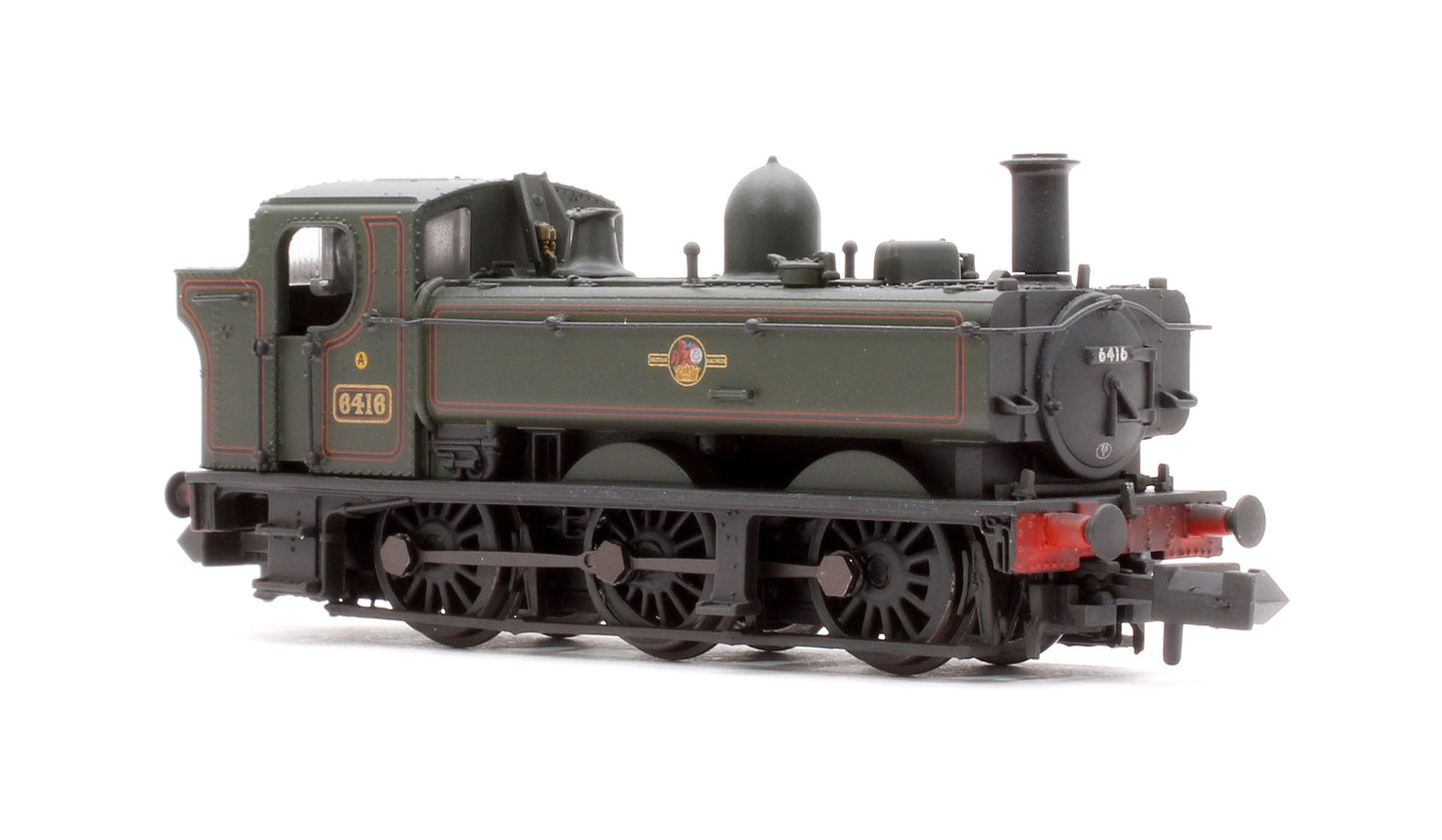 GWR 64XX Pannier Tank 6416 BR Lined Green (Late Crest) Steam Locomotive - Weathered