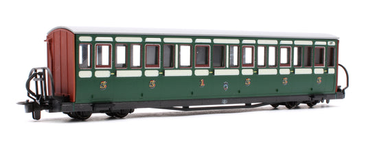 Ffestiniog Railway Short 'Bowsider' Bogie Coach, Early Preservation Green, No. 17