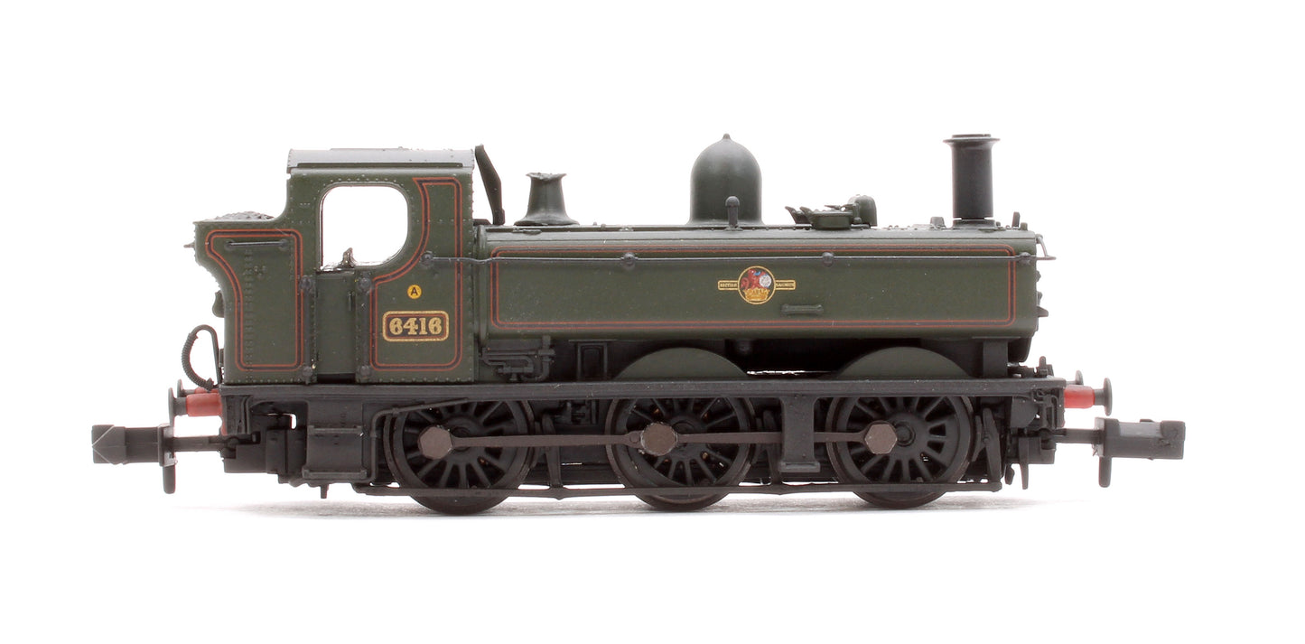 GWR 64XX Pannier Tank 6416 BR Lined Green (Late Crest) Steam Locomotive - Weathered