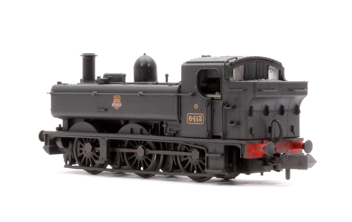 GWR 64XX Pannier Tank 6413 BR Black (Early Emblem) Steam Locomotive - Weathered