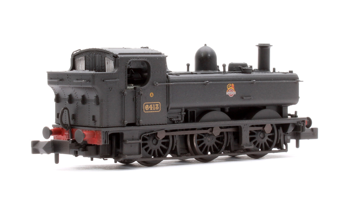 GWR 64XX Pannier Tank 6413 BR Black (Early Emblem) Steam Locomotive - Weathered