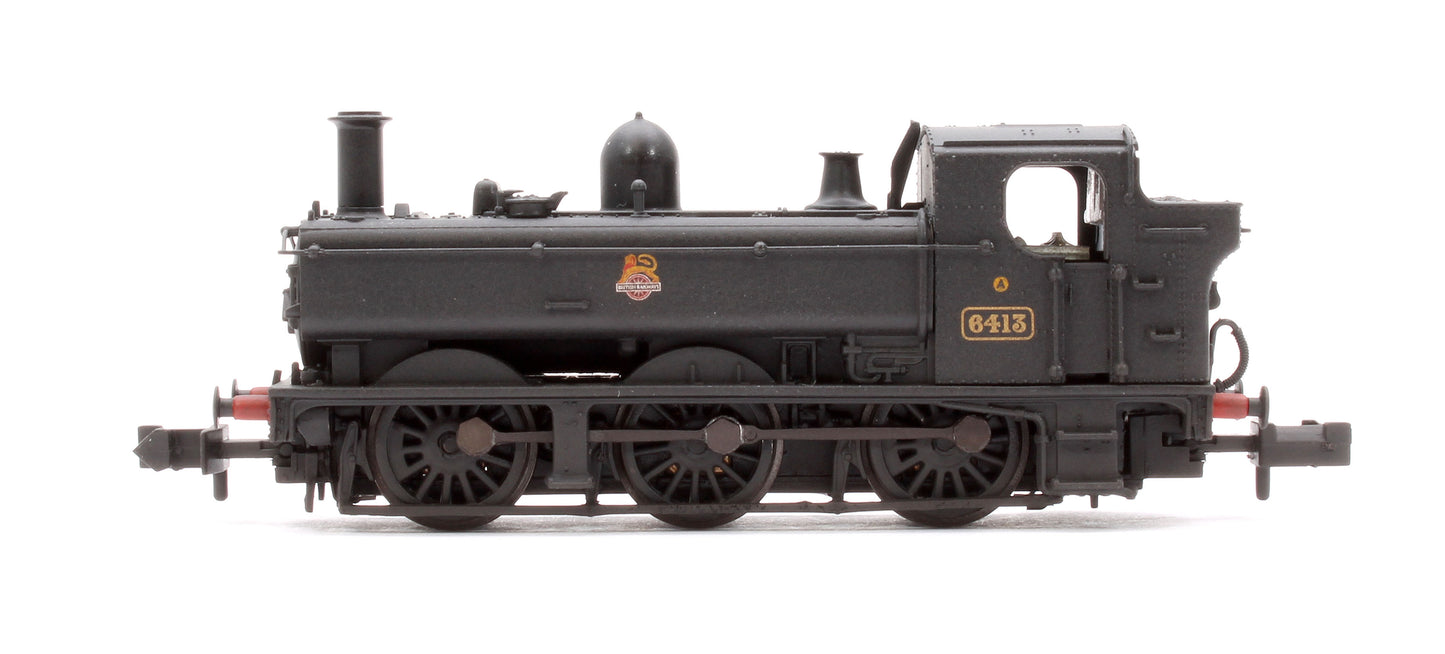GWR 64XX Pannier Tank 6413 BR Black (Early Emblem) Steam Locomotive - Weathered