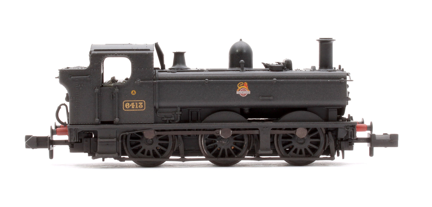 GWR 64XX Pannier Tank 6413 BR Black (Early Emblem) Steam Locomotive - Weathered