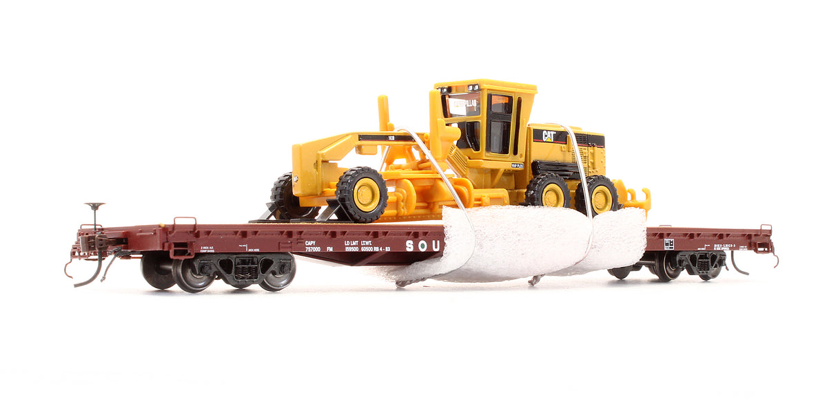 Pre-Owned 80-98022 Southern 60' Wood Deck Flat Car W/CAT 163H Motor Grader