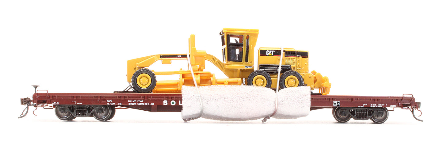 Pre-Owned 80-98022 Southern 60' Wood Deck Flat Car W/CAT 163H Motor Grader