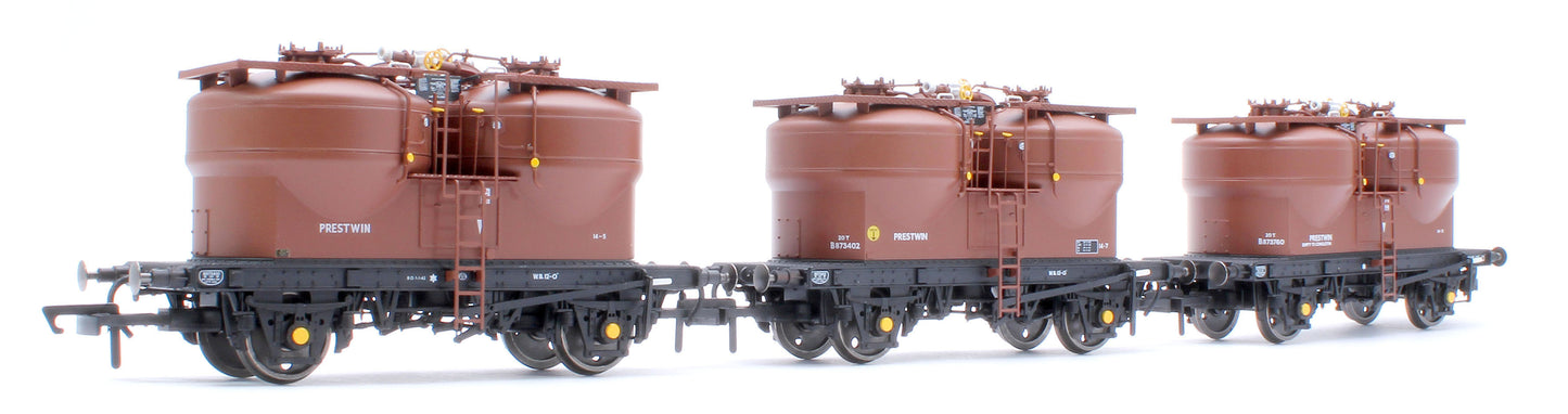 Set of 3 Prestwin Silo Wagons in BR Bauxite - Pre TOPS