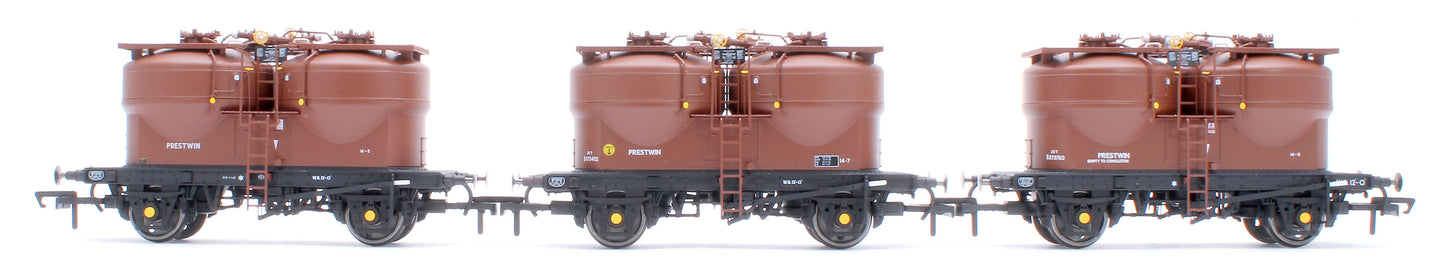 Set of 3 Prestwin Silo Wagons in BR Bauxite - Pre TOPS