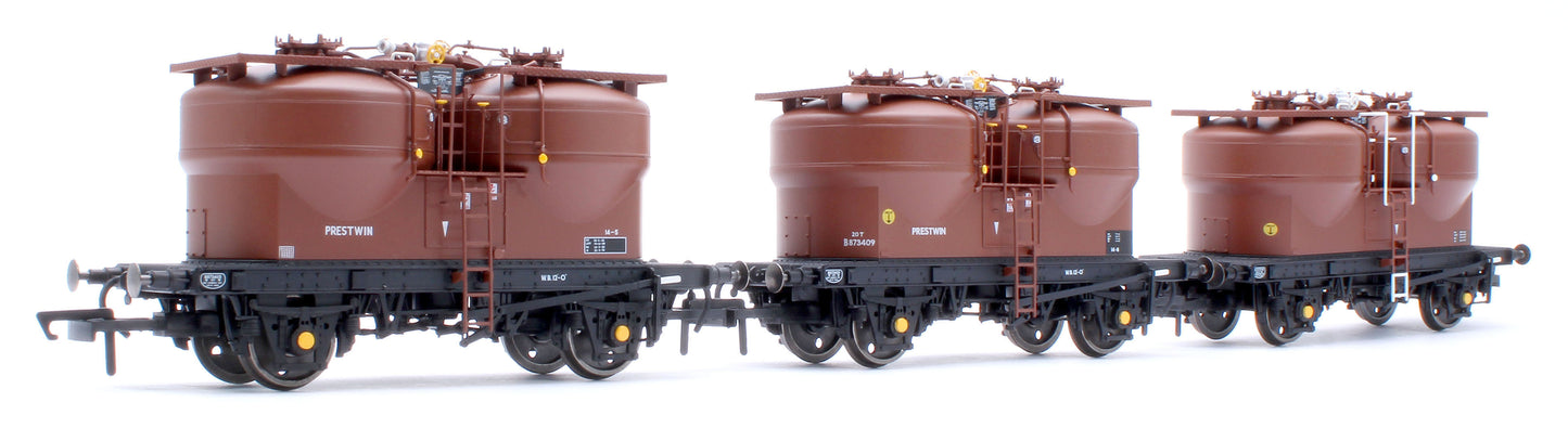 Set of 3 Prestwin Silo Wagons in BR Bauxite - Pre TOPS