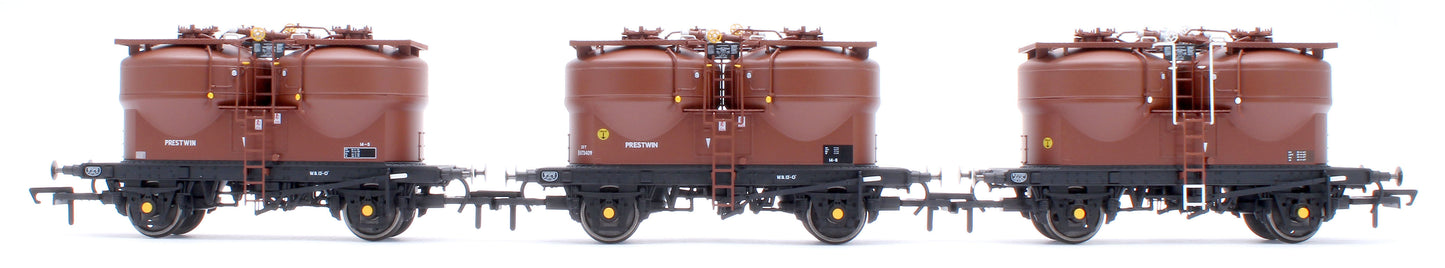 Set of 3 Prestwin Silo Wagons in BR Bauxite - Pre TOPS