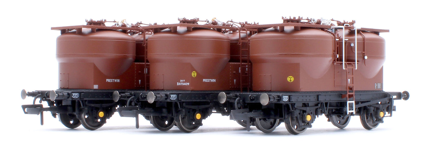 Set of 3 Prestwin Silo Wagons in BR Bauxite - Pre TOPS
