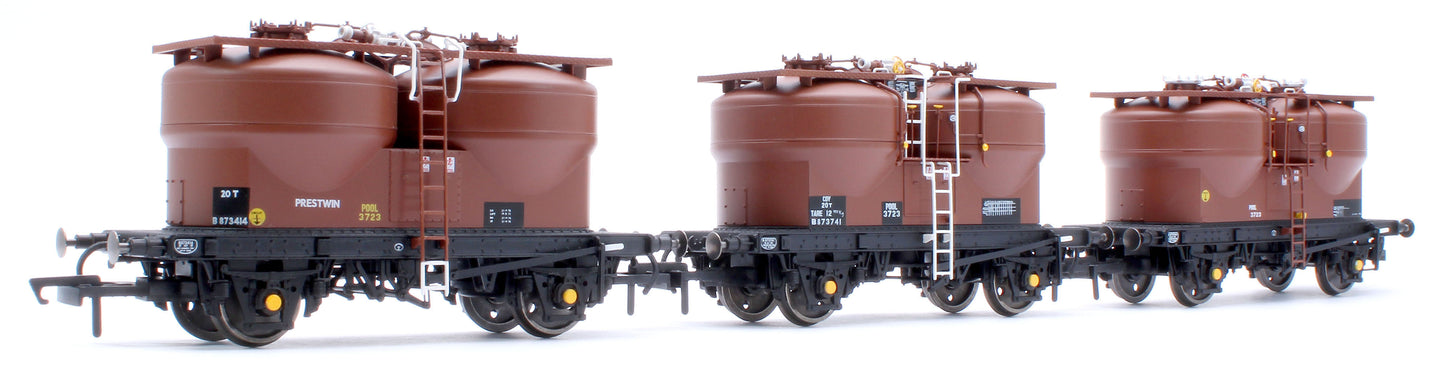 Set of 3 Prestwin Silo Wagons in BR Bauxite - TOPS