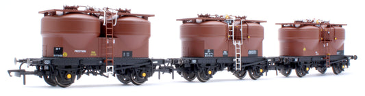 Set of 3 Prestwin Silo Wagons in BR Bauxite - TOPS