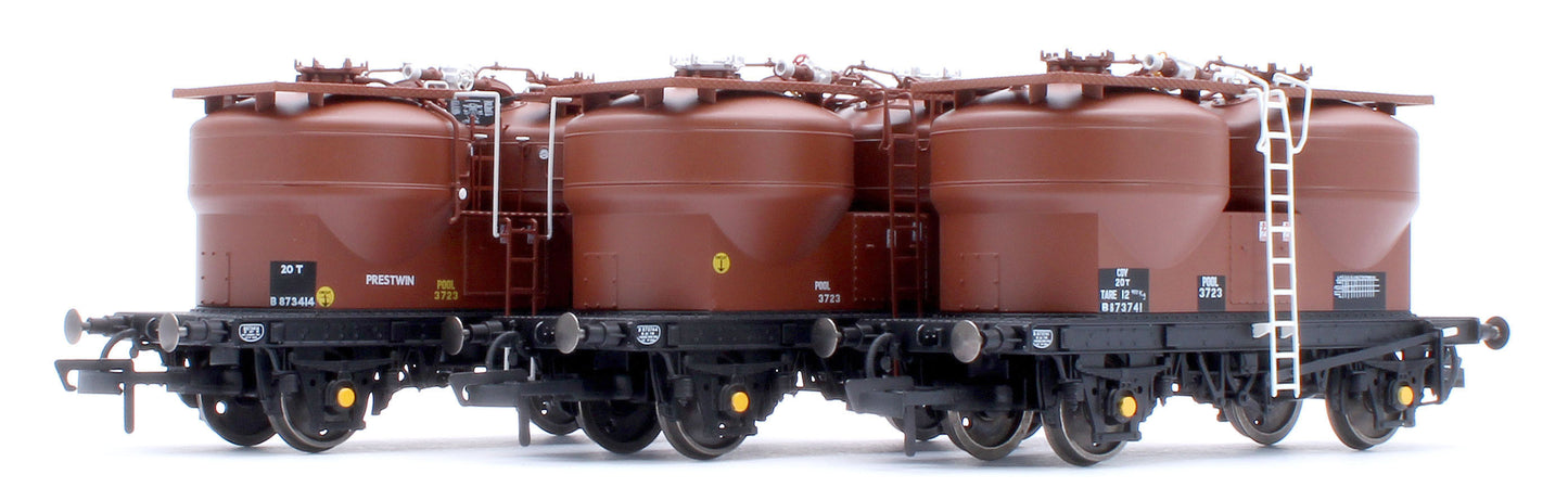 Set of 3 Prestwin Silo Wagons in BR Bauxite - TOPS