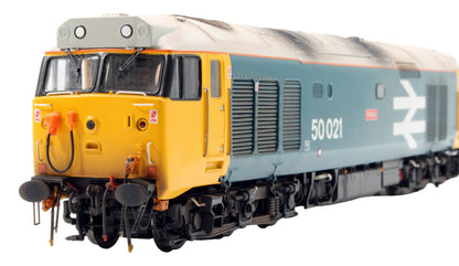 Pre-Owned ACC2243-DCC Class 50021 'Rodney' BR Blue Large Logo Diesel Locomotive (DCC Sound) - Custom Weathered