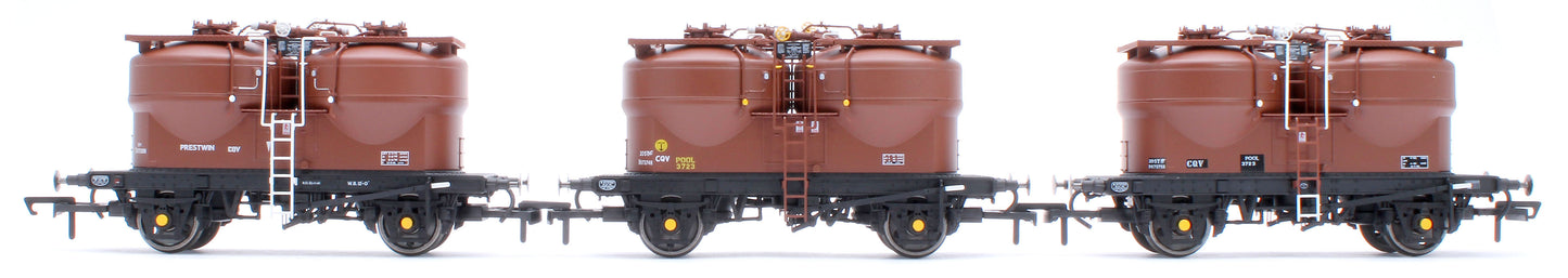 Set of 3 Prestwin Silo Wagons in BR Bauxite - TOPS