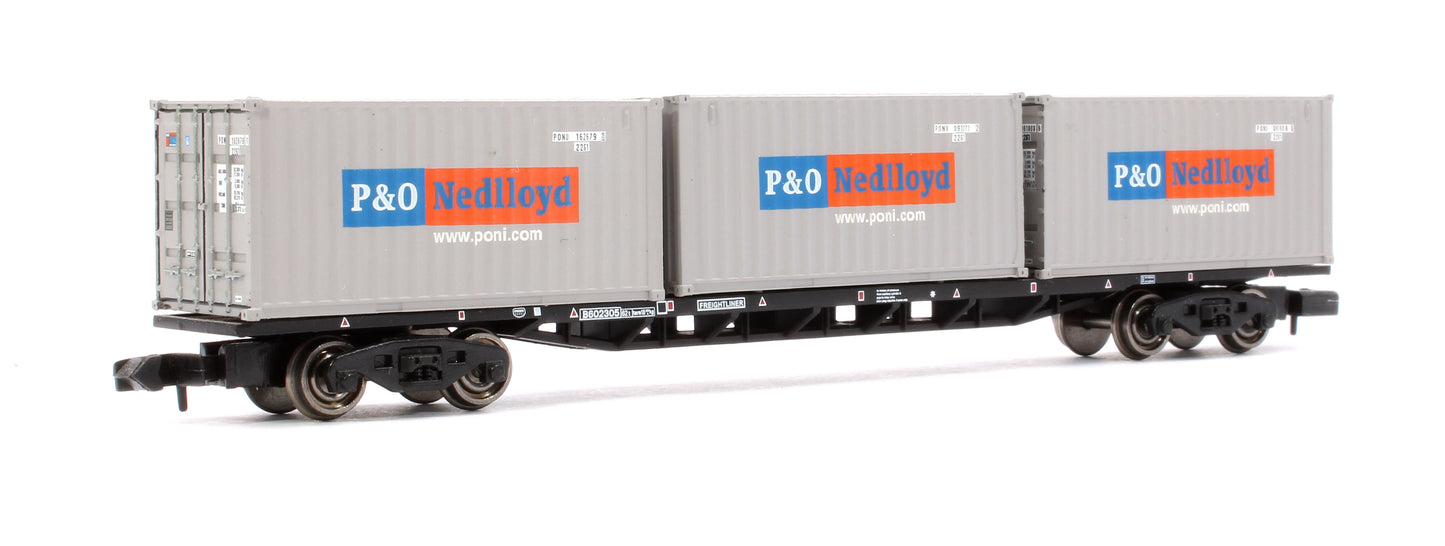 Pre-Owned 63ft Wagon with Three 20ft 'P&O / Nedlloyd' Containers No.B602305