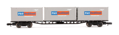 Pre-Owned 63ft Wagon with Three 20ft 'P&O / Nedlloyd' Containers No.B602305