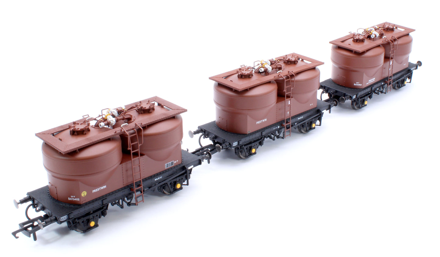 Set of 3 Prestwin Silo Wagons in BR Bauxite - Pre TOPS