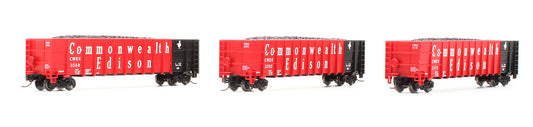Pre-Owned 50' Thrall High-Side Coal Gondola - Commonwealth Edison 3 Car Set
