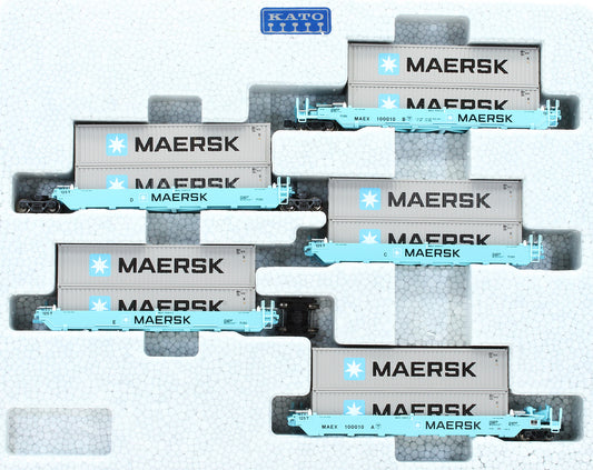 Pre-Owned Gunderson MAXI-I Double Stack Car MAERSK #100010 With MAERSK Containers