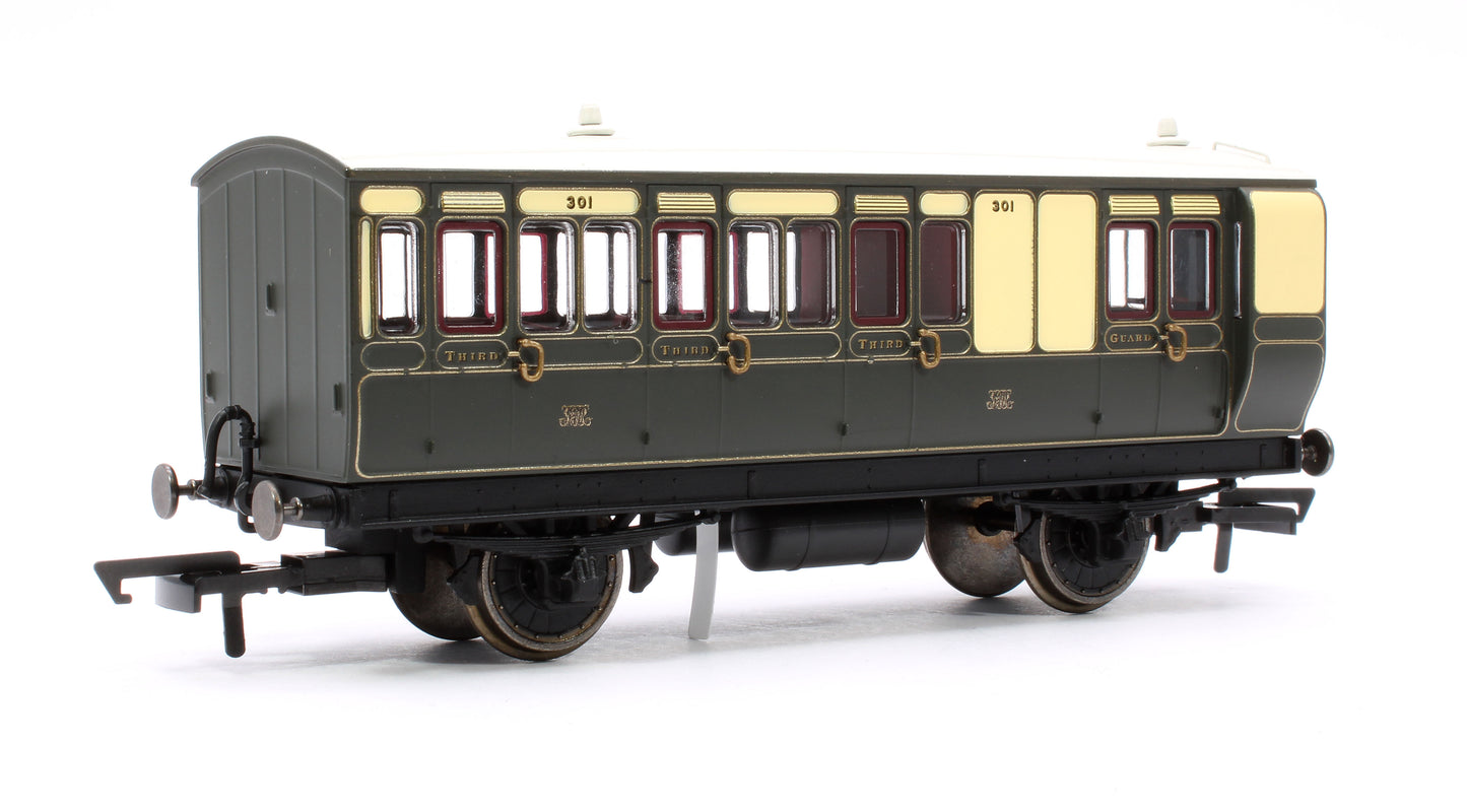 Pre-Owned GWR 4 Wheel Brake 3rd Class Coach No.301 (With Lights)