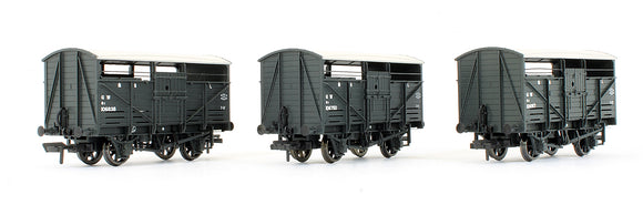 Pre-Owned Set Of 3 - 8 Ton Cattle Wagons GWR Dark Grey (Weathered) Exclusive Edition