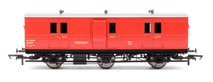 Pre-Owned H4-6FB-901AL 6 Wheel Full Brake Tool Van BR Breakdown Train Red No.DE321076 - With Working Lights