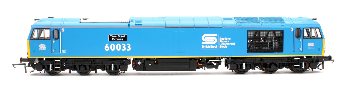 Class 60 60033 'Tees Steel Express' EWS / British Steel Blue Diesel Locomotive - DCC Sound