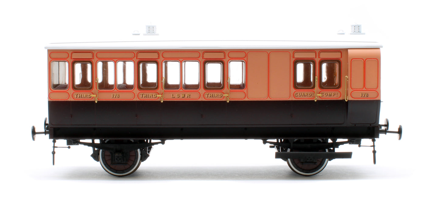 7P-020-050D Stroudley 4 Wheel LSWR suburban oil lit brake 3rd No 178 - DCC & Light Bar Fitted
