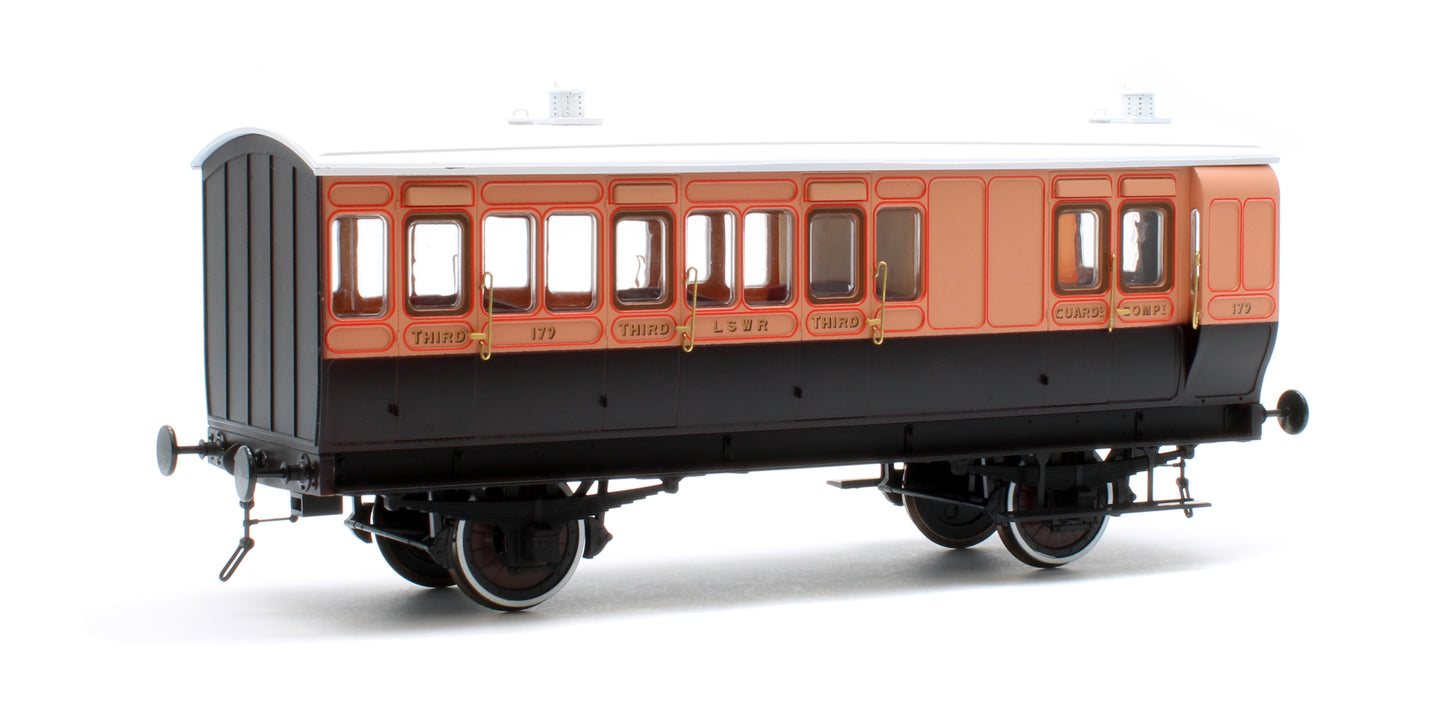 7P-020-051D Stroudley 4 Wheel LSWR suburban oil lit brake 3rd No 179 - DCC & Light Bar Fitted