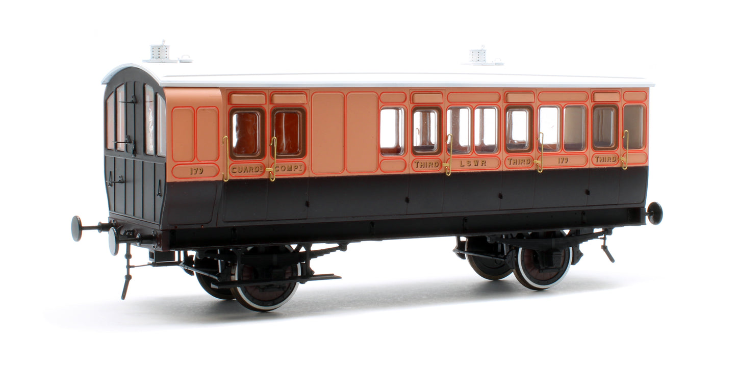 7P-020-051D Stroudley 4 Wheel LSWR suburban oil lit brake 3rd No 179 - DCC & Light Bar Fitted